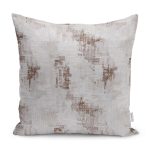 RealHomes Krem - Kahverengi Zeminde Örgü Motifli Eskitme Desenli Dijital Baskılı Yastık Kırlent Kılıfı Realhomes