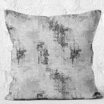 RealHomes Gri - Beyaz Zeminde Örgü Motifli Eskitme Desenli Dijital Baskılı Yastık Kırlent Kılıfı Realhomes