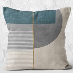 - K11908-Gorsel-2 - Realhomes  RealHomes Krem - Gri Zeminde Geometrik Motifli Kanvas Desenli Dijital Baskılı Yastık Kırlent Kılıfı Realhomes