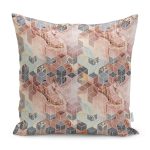 - K11910-Gorsel - Realhomes RealHomes Altın - Pembe Zeminde Mozaik Motifli Mermer Desenli Dijital Baskılı Yastık Kırlent Kılıfı Realhomes