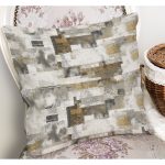 - K11911-Gorsel-1 - Realhomes  RealHomes Gri - Krem Zeminde Kanvas Motifli Yağlıboya Desenli Dijital Baskılı Yastık Kırlent Kılıfı Realhomes