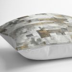 - K11911-Gorsel-3 - Realhomes  RealHomes Gri - Krem Zeminde Kanvas Motifli Yağlıboya Desenli Dijital Baskılı Yastık Kırlent Kılıfı Realhomes