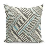 - K11914-Gorsel - Realhomes RealHomes Krem - Füme Zeminde Geometrik Motifli Kanvas Desenli Dijital Baskılı Yastık Kırlent Kılıfı Realhomes