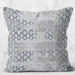 RealHomes Gri - Lacivert Zeminde Morrocan Motifli Antika Desenli Dijital Baskılı Yastık Kırlent Kılıfı Realhomes