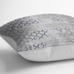 RealHomes Gri - Lacivert Zeminde Morrocan Motifli Antika Desenli Dijital Baskılı Yastık Kırlent Kılıfı Realhomes