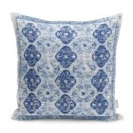 - K11919-Gorsel - Realhomes RealHomes Lacivert Zeminde Otantik Motifli Kilim Desenli Dijital Baskılı Yastık Kırlent Kılıfı Realhomes