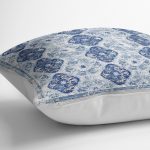 - K11919-Gorsel-3 - Realhomes RealHomes Lacivert Zeminde Otantik Motifli Kilim Desenli Dijital Baskılı Yastık Kırlent Kılıfı Realhomes