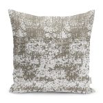 RealHomes Kahverengi - Beyaz Zeminde Dokuma Motifli Antik Desenli Dijital Baskılı Yastık Kırlent Kılıfı Realhomes