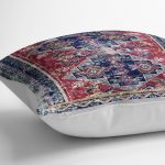 - K11924-Gorsel-3 - Realhomes RealHomes Lacivert - Kırmızı Zeminde Göbekli Halı Motifli Antika Desenli Dijital Baskılı Yastık Kırlent Kılıfı Realhomes