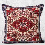 - K11933-Gorsel-2 - Realhomes RealHomes Kırmızı Zeminde Antik Motifli El Dokuma Desenli Dijital Baskılı Yastık Kırlent Kılıfı Realhomes