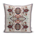 - K11938-Gorsel - Realhomes RealHomes Kırmızı - Gri Zeminde Otantik Motifli Osmanlı Desenli Dijital Baskılı Yastık Kırlent Kılıfı Realhomes