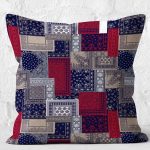 - K11941-Gorsel-2 - Realhomes RealHomes Lacivert - Kırmızı Zeminde Patchwork Motifli Kilim Desenli Dijital Baskılı Yastık Kırlent Kılıfı Realhomes