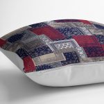 - K11941-Gorsel-3 - Realhomes RealHomes Lacivert - Kırmızı Zeminde Patchwork Motifli Kilim Desenli Dijital Baskılı Yastık Kırlent Kılıfı Realhomes