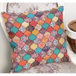 - K11943-Gorsel-1 - Realhomes RealHomes Çok Renkli Patchwork Motifli Geleneksel Desenli Dijital Baskılı Yastık Kırlent Kılıfı Realhomes