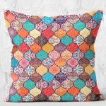 - K11943-Gorsel-2 - Realhomes RealHomes Çok Renkli Patchwork Motifli Geleneksel Desenli Dijital Baskılı Yastık Kırlent Kılıfı Realhomes