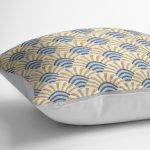 - K11944-Gorsel-3 - Realhomes RealHomes Hardal - Mavi Zeminde Patchwork Motifli Kilim Desenli Dijital Baskılı Yastık Kırlent Kılıfı Realhomes