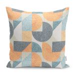 - K11945-Gorsel - Realhomes  RealHomes Lacivert - Turuncu Zeminde Kanvas Motifli Nokta Desenli Dijital Baskılı Yastık Kırlent Kılıfı Realhomes