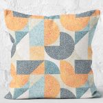 - K11945-Gorsel-2 - Realhomes  RealHomes Lacivert - Turuncu Zeminde Kanvas Motifli Nokta Desenli Dijital Baskılı Yastık Kırlent Kılıfı Realhomes