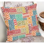 - K11947-Gorsel-1 - Realhomes RealHomes Beyaz Zeminde Patchwork Motifli Kilim Desenli Dijital Baskılı Yastık Kırlent Kılıfı Realhomes