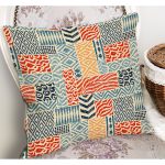 RealHomes Krem Zeminde Patchwork Motifli Patchwork Desenli Dijital Baskılı Yastık Kırlent Kılıfı Realhomes