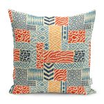 RealHomes Krem Zeminde Patchwork Motifli Patchwork Desenli Dijital Baskılı Yastık Kırlent Kılıfı Realhomes