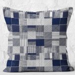 - K11949-Gorsel-2 - Realhomes  RealHomes Lacivert Zeminde Geometrik Motifli Patchwork Desenli Dijital Baskılı Yastık Kırlent Kılıfı Realhomes
