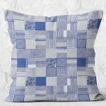 - K11950-Gorsel-2 - Realhomes  RealHomes Mavi Zeminde Geometrik Motifli Patchwork Desenli Dijital Baskılı Yastık Kırlent Kılıfı Realhomes