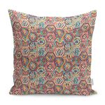 - K11952-Gorsel - Realhomes RealHomes Beyaz Zeminde Art Deco Motifli Etnik Desenli Dijital Baskılı Yastık Kırlent Kılıfı Realhomes