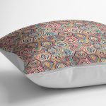 - K11952-Gorsel-3 - Realhomes RealHomes Beyaz Zeminde Art Deco Motifli Etnik Desenli Dijital Baskılı Yastık Kırlent Kılıfı Realhomes