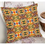 - K11960-Gorsel-1 - Realhomes RealHomes Lacivert - Hardal Zeminde Etnik Motifli Tribal Desenli Dijital Baskılı Yastık Kırlent Kılıfı Realhomes