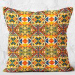 - K11960-Gorsel-2 - Realhomes RealHomes Lacivert - Hardal Zeminde Etnik Motifli Tribal Desenli Dijital Baskılı Yastık Kırlent Kılıfı Realhomes