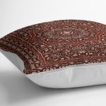 - K11963-Gorsel-3 - Realhomes RealHomes Kahverengi Zeminde Pers Motifli Kilim Desenli Dijital Baskılı Yastık Kırlent Kılıfı Realhomes