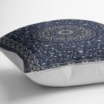 - K11964-Gorsel-3 - Realhomes RealHomes Lacivert Zeminde Otantik Motifli Pers Desenli Dijital Baskılı Yastık Kırlent Kılıfı Realhomes