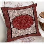 - K11968-Gorsel-1 - Realhomes  RealHomes Kırmızı Zeminde Osmanlı Motifli Yöresel Desenli Dijital Baskılı Yastık Kırlent Kılıfı Realhomes