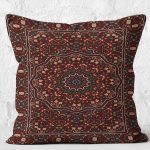 - K11969-Gorsel-2 - Realhomes RealHomes Kahverengi Zeminde Kilim Motifli Etnik Desenli Dijital Baskılı Yastık Kırlent Kılıfı Realhomes