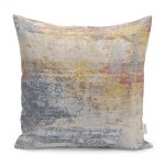 RealHomes Mavi Krem Zeminde Antik Motifli El Dokuma Desenli Dijital Baskılı Yastık Kırlent Kılıfı Realhomes