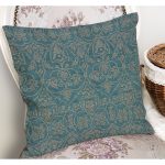 - K11974-Gorsel-1 - Realhomes RealHomes Mavi Zeminde El Dokuma Motifli Etnik Desenli Dijital Baskılı Yastık Kırlent Kılıfı Realhomes