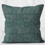 - K11975-Gorsel-2 - Realhomes RealHomes Haki Zeminde Örgü Motifli Kilim Desenli Dijital Baskılı Yastık Kırlent Kılıfı Realhomes