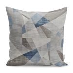 - K11977-Gorsel - Realhomes RealHomes Krem - Mavi Zeminde Geometrik Motifli Dokuma Desenli Dijital Baskılı Yastık Kırlent Kılıfı Realhomes