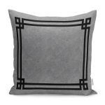 - K11980-Gorsel - Realhomes RealHomes Füme - Siyah Zeminde Çerçeveli Motifli Antika Desenli Dijital Baskılı Yastık Kırlent Kılıfı Realhomes