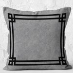 - K11980-Gorsel-2 - Realhomes RealHomes Füme - Siyah Zeminde Çerçeveli Motifli Antika Desenli Dijital Baskılı Yastık Kırlent Kılıfı Realhomes