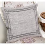 - K11983-Gorsel-1 - Realhomes  RealHomes Gri - Antrasit Zeminde Çerçeveli Motifli Antik Desenli Dijital Baskılı Yastık Kırlent Kılıfı Realhomes