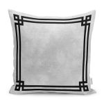 - K11985-Gorsel - Realhomes RealHomes Gri - Siyah Zeminde Çerçeveli Motifli Klasik Desenli Dijital Baskılı Yastık Kırlent Kılıfı Realhomes
