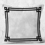 - K11985-Gorsel-2 - Realhomes RealHomes Gri - Siyah Zeminde Çerçeveli Motifli Klasik Desenli Dijital Baskılı Yastık Kırlent Kılıfı Realhomes