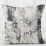 - K11987-Gorsel-2 - Realhomes RealHomes Gri - Siyah Zeminde Rustik Motifli Antika Desenli Dijital Baskılı Yastık Kırlent Kılıfı Realhomes