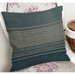 RealHomes Mavi Zeminde El Dokuma Motifli Hasır Desenli Dijital Baskılı Yastık Kırlent Kılıfı Realhomes