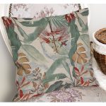 - K12007-Gorsel-1 - Realhomes RealHomes Yeşil Zeminde Çiçek Motifli Geleneksel Desenli Dijital Baskılı Yastık Kırlent Kılıfı Realhomes