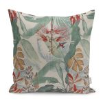 - K12007-Gorsel - Realhomes RealHomes Yeşil Zeminde Çiçek Motifli Geleneksel Desenli Dijital Baskılı Yastık Kırlent Kılıfı Realhomes