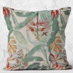 - K12007-Gorsel-2 - Realhomes RealHomes Yeşil Zeminde Çiçek Motifli Geleneksel Desenli Dijital Baskılı Yastık Kırlent Kılıfı Realhomes