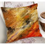 - K12009-Gorsel-1 - Realhomes  RealHomes Kırmızı Zeminde Kanvas Motifli Yağlıboya Desenli Dijital Baskılı Yastık Kırlent Kılıfı Realhomes